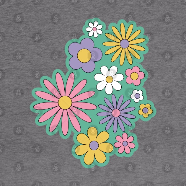 Retro Cartoon Flower Patch by Caring is Cool